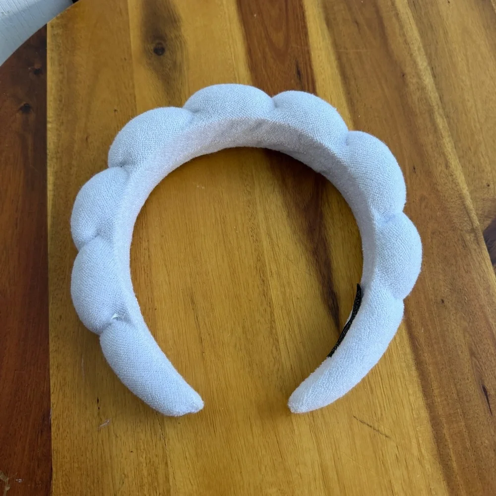 Handmade white spa terry‎ cloth headband